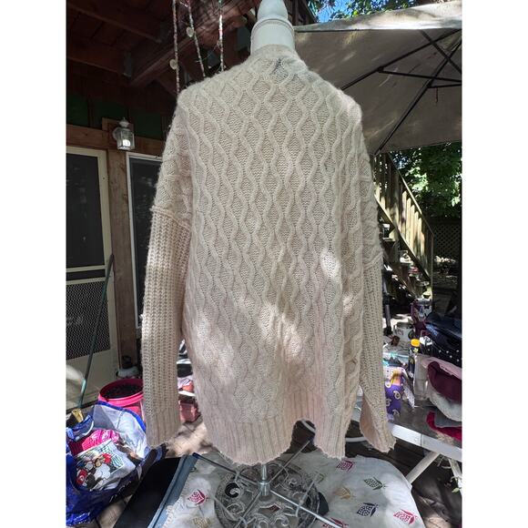 Vintage AMERICAN EAGLE Cable Knit Cardigan Sweater Fisherman Cream Y2K Size XL - Picture 4 of 8